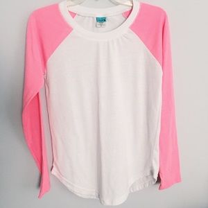 Neon Pink & White Long Sleeve Top